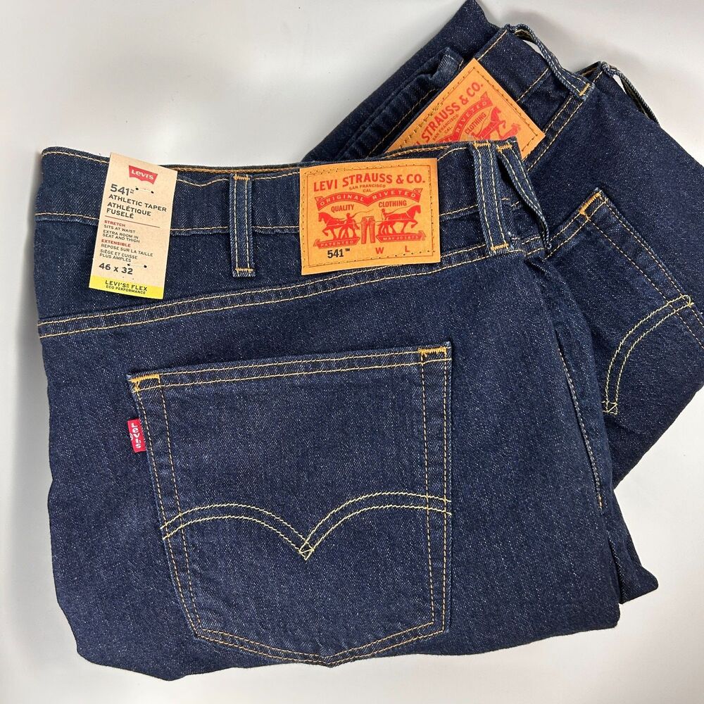 Levi's 541 Athletic Taper Jeans Dark Blue Stretch Big & Tall 46 X 32 NWT 2 Pair